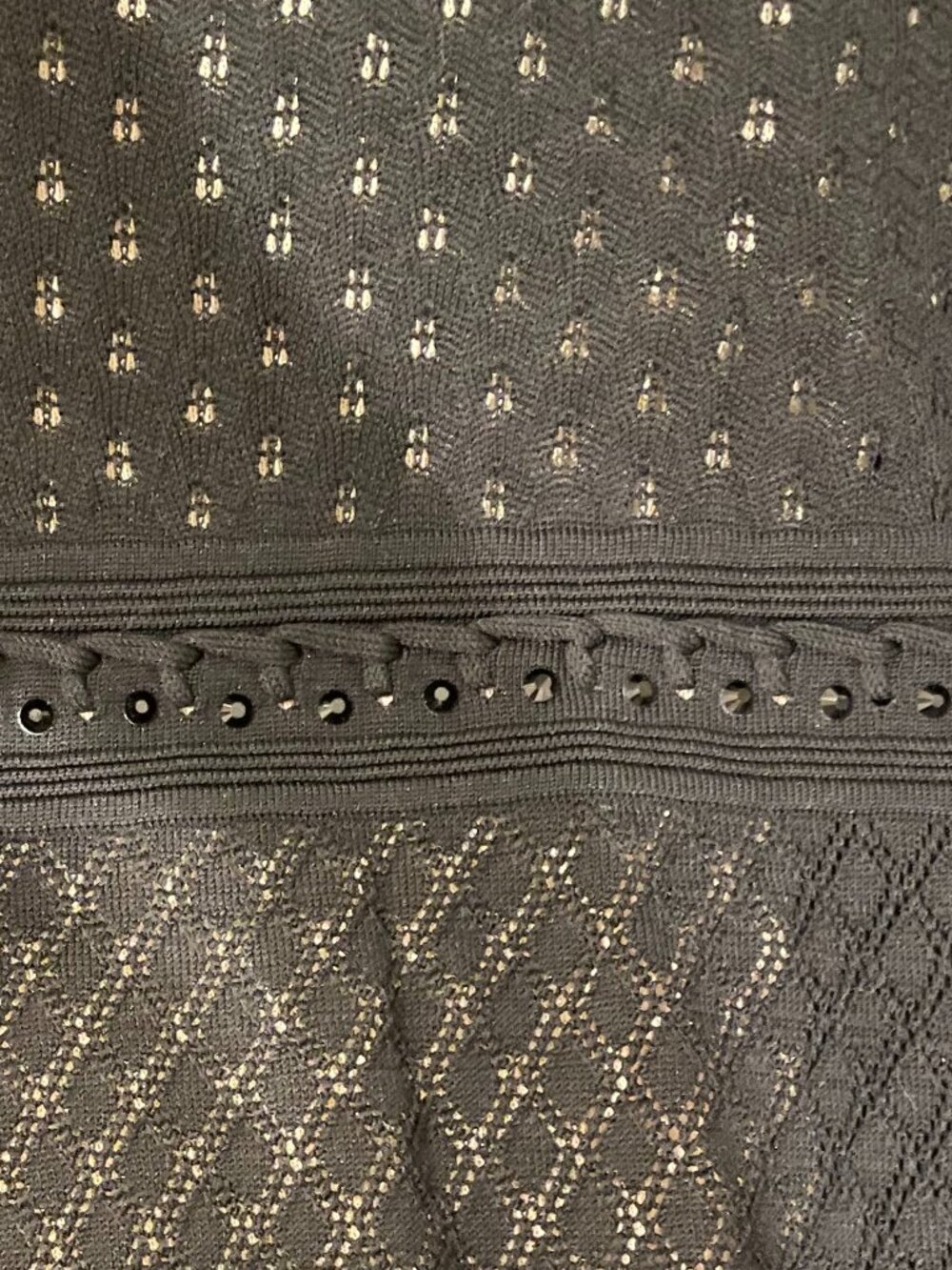Venus Black Crochet Knit Long Sleeve Dress Size L - Picture 5 of 5